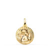 Medalla Angelito Burlón en Oro Amarillo 18K - 14 mm Fondo Estriado en Brillo