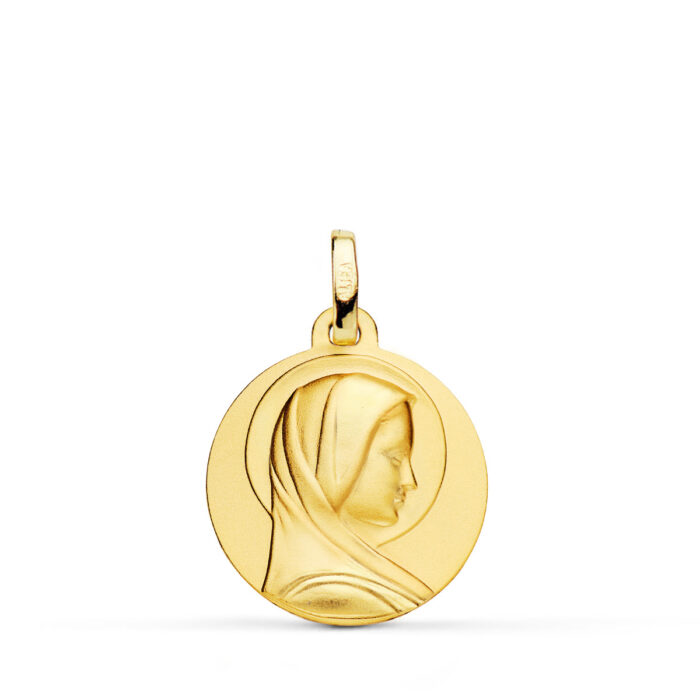 Medalla de la Virgen María Francesa en Oro Amarillo 18K – 18 mm (Acabado Matizado)