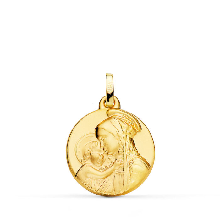 Medalla de la Madre "Divina Ternura" en Oro Amarillo 18K – 18 mm Clásica