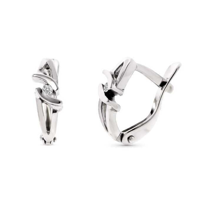 18K PENDIENTES NIÑA ORO BLANCO CON DIAMANTES NATURALES. CIERRE CATALAN