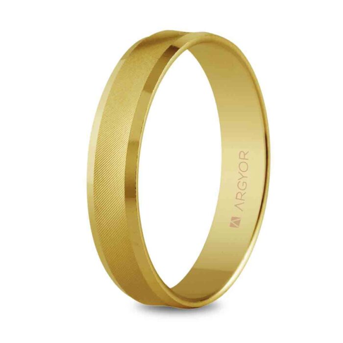 Alianza de Boda Oro Amarillo 18K – Diseño Banda Cóncava Matizada (4 mm)