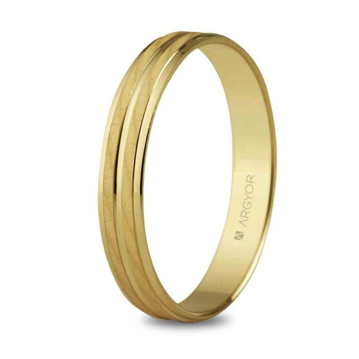 Alianza de Boda Oro Amarillo 18K – Diseño Doble Banda Satinada (4 mm)