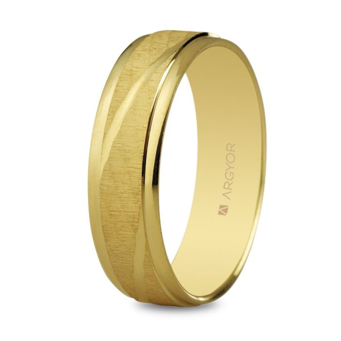 Alianza de Boda Argyor Oro Amarillo 18K – Diseño Estriado (5 mm)