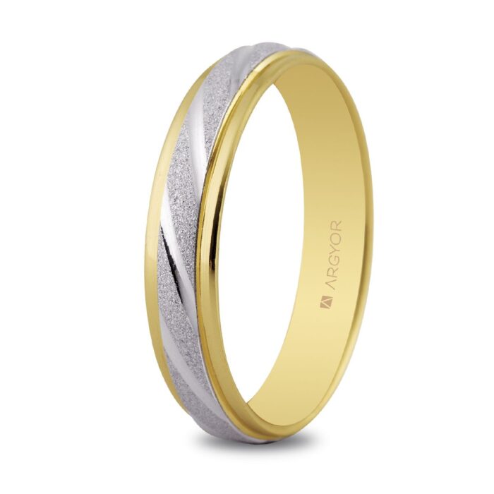 Alianza de Boda Argyor Bicolor 18K - Diseño Estriado 4 mm (Ref. 5240136)