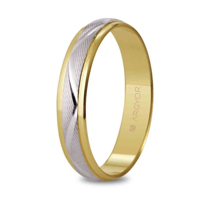 Alianza de Boda Bicolor 18K Estriada - Diseño Original 4mm