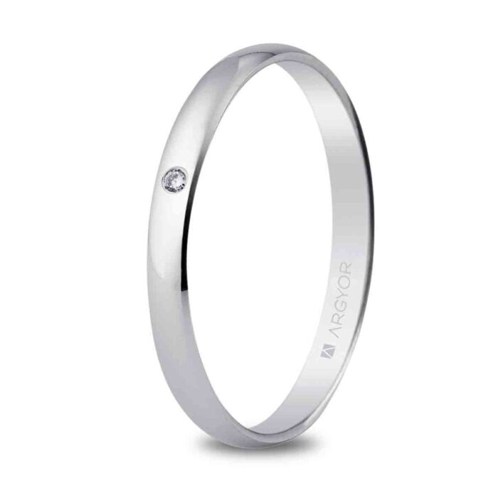 Alianza oro blanco 2,5mm diamante 5B253D