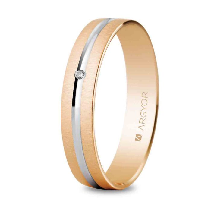 Alianza Bicolor Oro Rosa 4mm con Diamante 0.01ct – Exclusiva Joyería Palacios