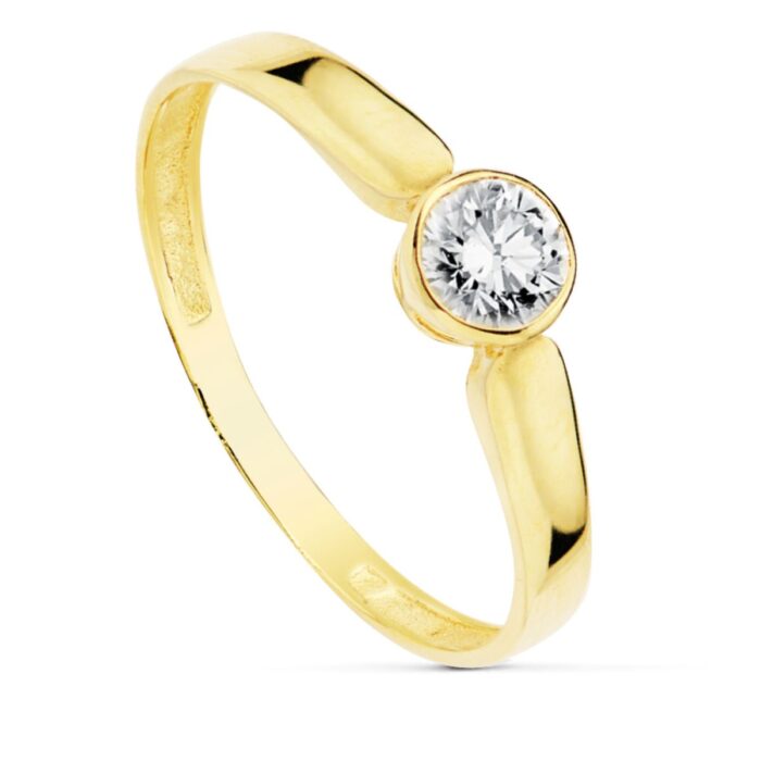 9K SOLITARIO ORO AMARILLO CON CIRCONITA EN BOCEL 3 MM