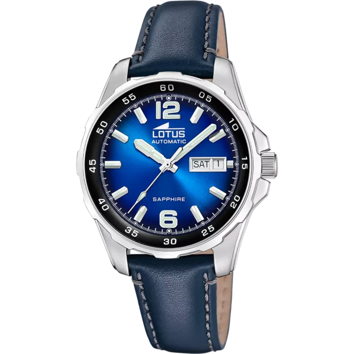 Reloj Lotus Automático para Hombre - Esfera Azul, Cristal de Zafiro y Correa de Piel Azul