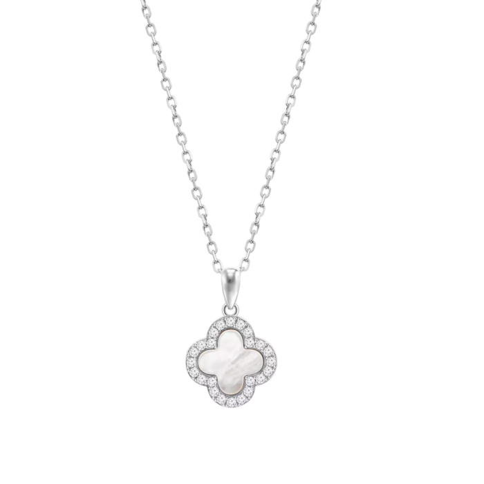 Collar Lotus Silver LP3927-1/1 para Mujer – Plata 925 con Trébol de Nácar y Circonitas