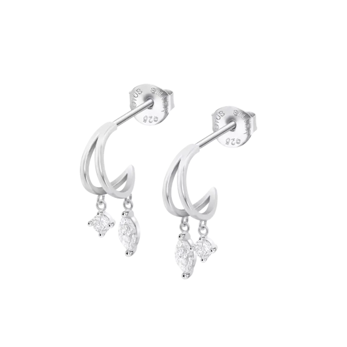 Pendientes Lotus Silver LP3935-4/1 Trendy – Doble Arco en Plata 925 con Circonitas Colgantes