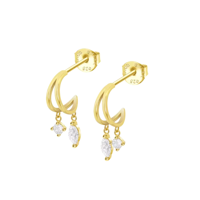 Pendientes Lotus Silver LP3935-4/2 Trendy – Plata 925 Dorada con Doble Arco y Circonitas
