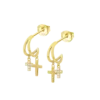 Pendientes Lotus Silver LP3936-4/2 para Mujer - Aros Dorados de Plata 925 con Cruces y Circonitas