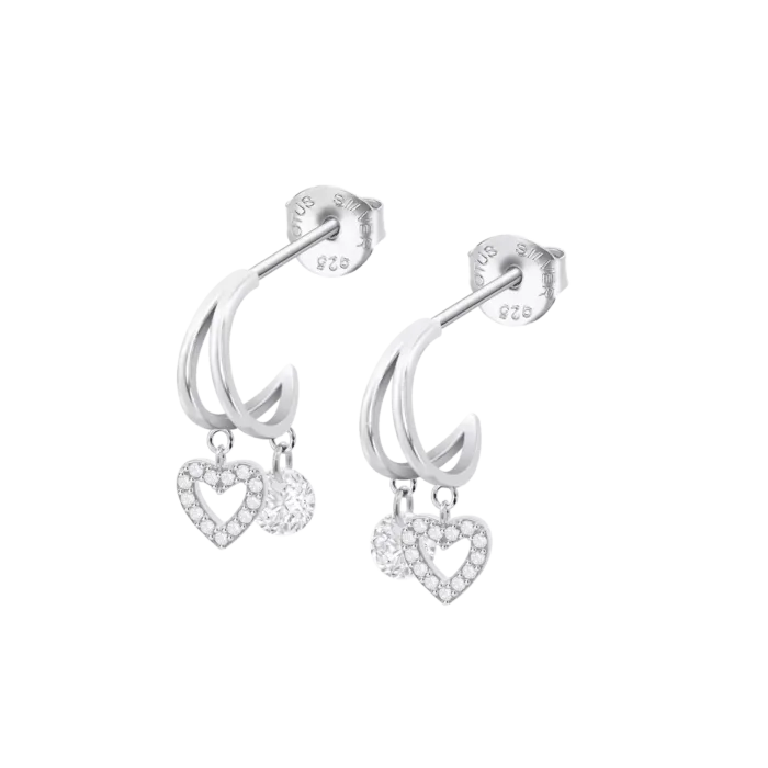 Pendientes Lotus Silver LP3937-4/1 para Mujer - Aros de Plata 925 con Corazón y Circonitas
