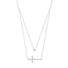 Collar Doble Lotus Silver LP3939-1/1 de Plata con Cruz Lateral y Circonita
