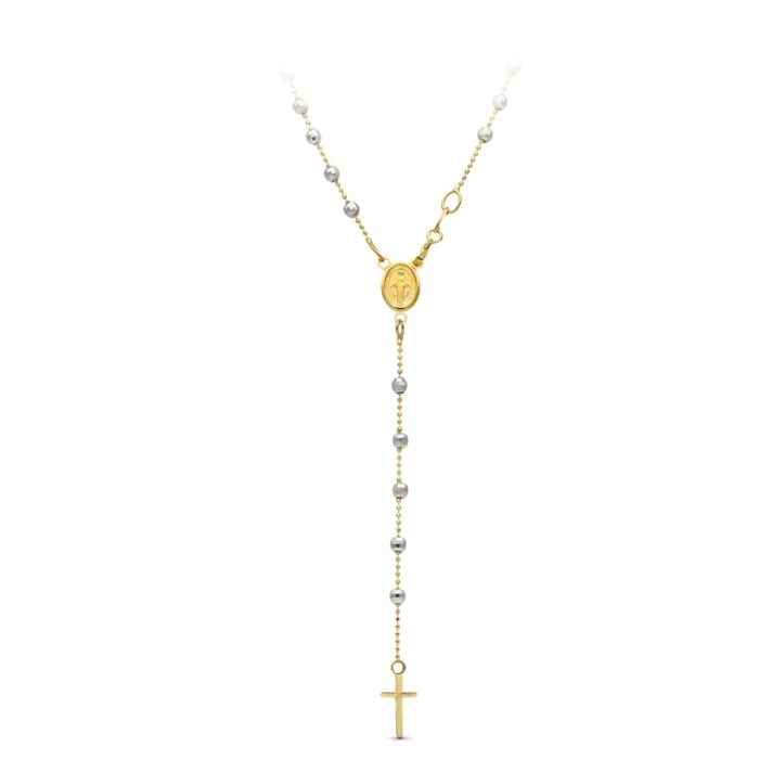 18K GARGANTILLA ROSARIO ORO BICOLOR DIAMANTADO 45CM