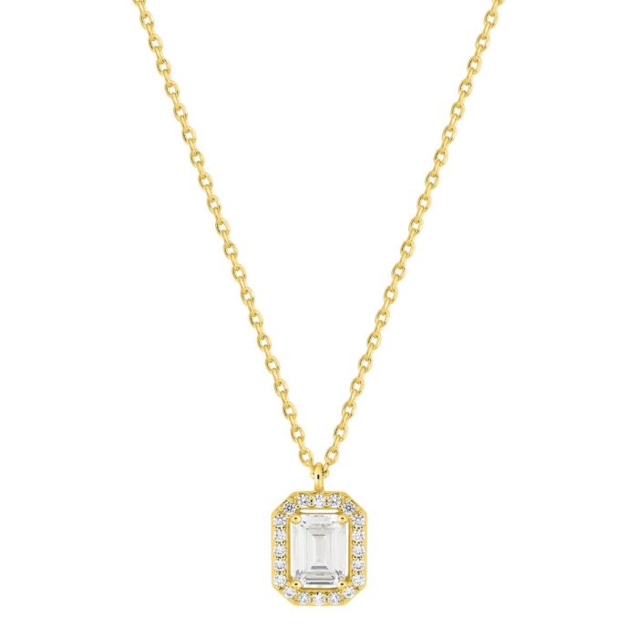 Collar rosetón circonitas blancas chapado en oro
