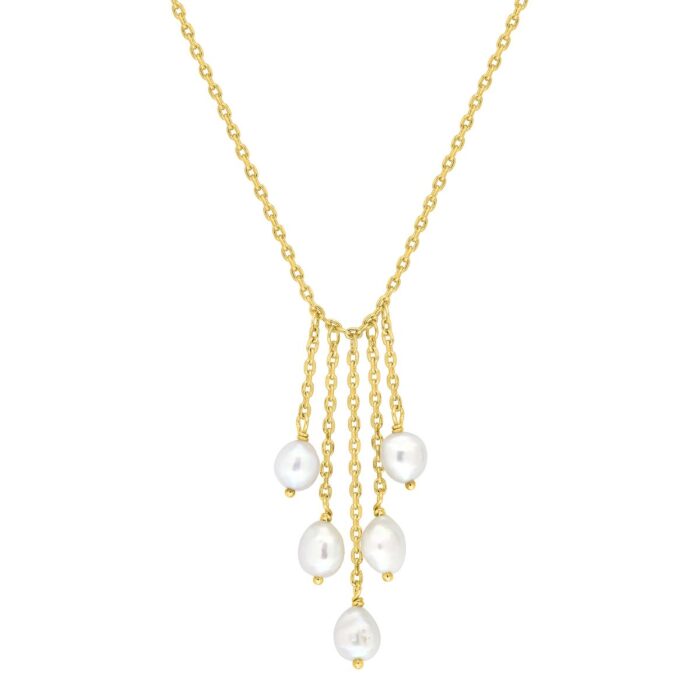 Collar perlas colgantes chapado en oro