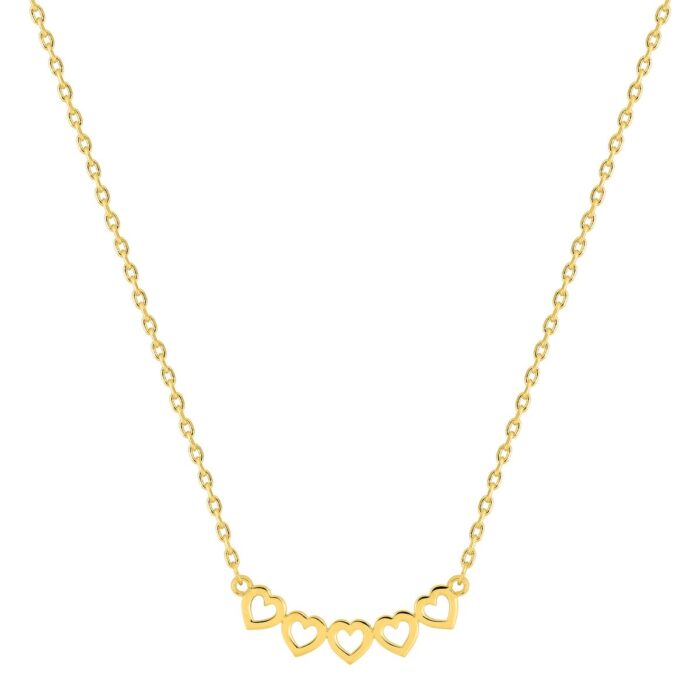 Collar cinco corazones chapado en oro
