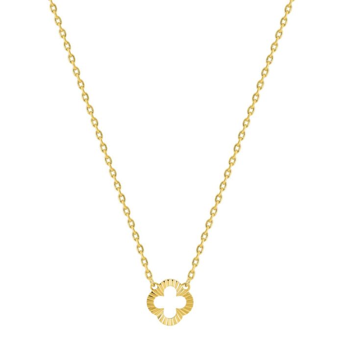 Colgante flor chapado en oro con cadena