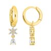 Pendientes aro con flor de circonitas chapados en oro