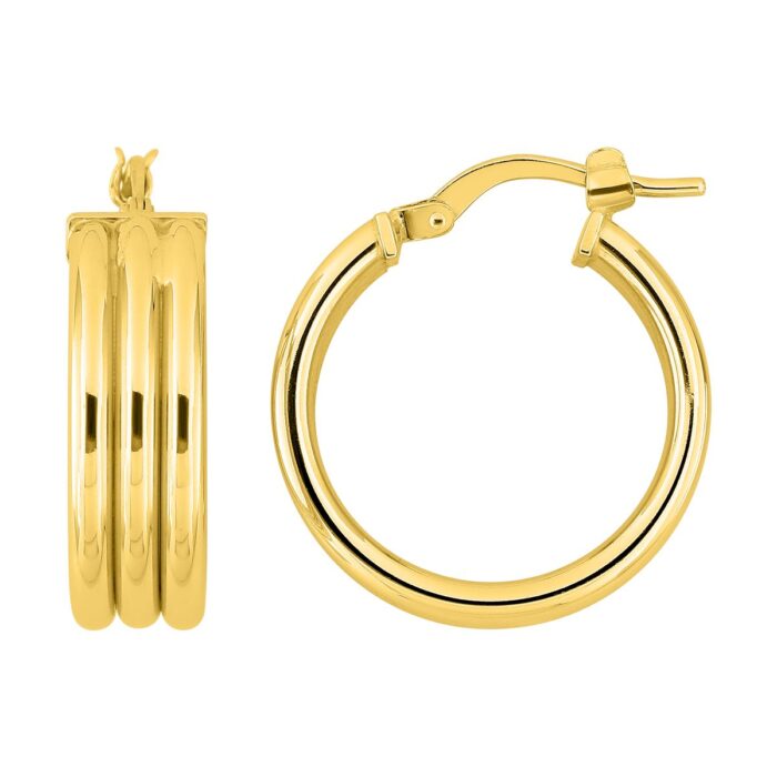 Pendientes aro triple chapados en oro