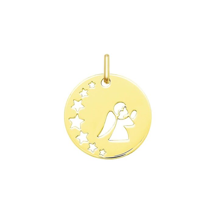 Medalla ángel + estrellas bañada en oro
