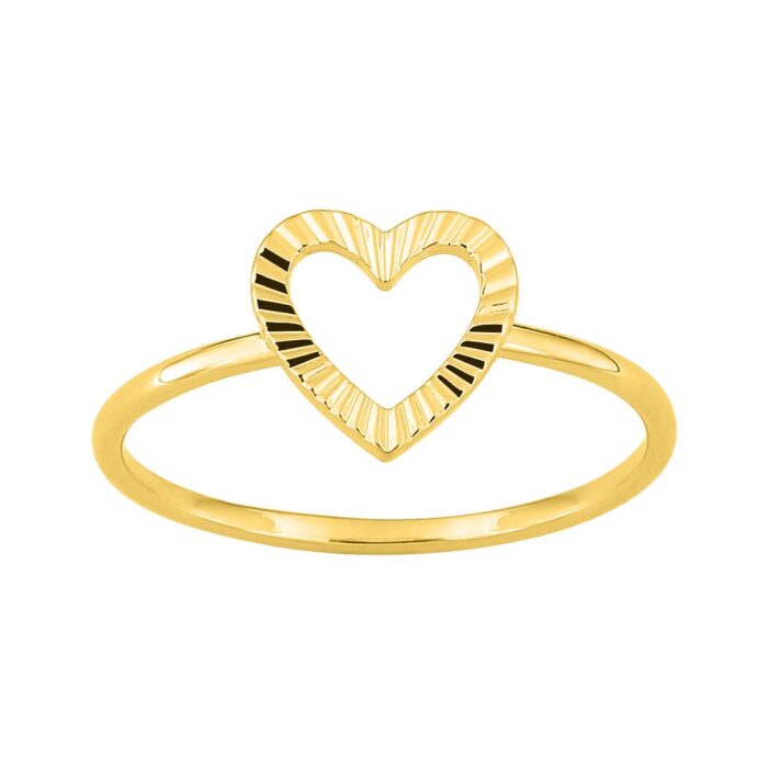 Anillo chapado en oro corazón calado