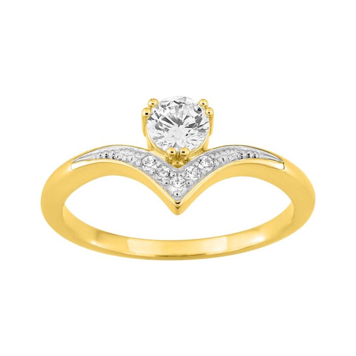 Anillo de compromiso chapado en oro y circonitas
