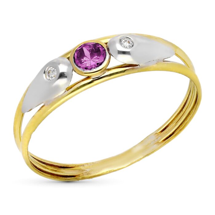 18K SORTIJA ORO BICOLOR PIEDRA