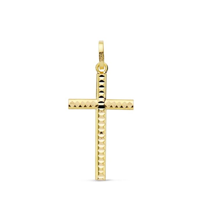 18K CRUZ TALLADA 22X12 MM