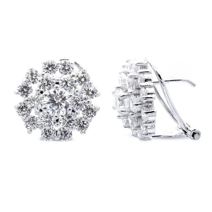 18K PENDIENTES CIRCONITAS 14 MM ORO BLANCO CIERRE OMEGA