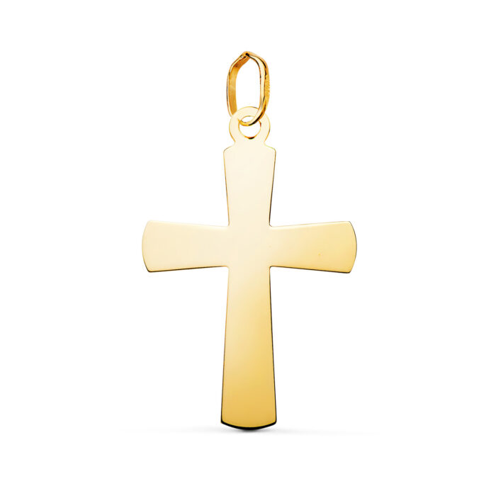 18K COLGANTE ORO AMARILLO CRUZ LATINA EN BRILLO. MEDIDA: 29 X 19 MM
