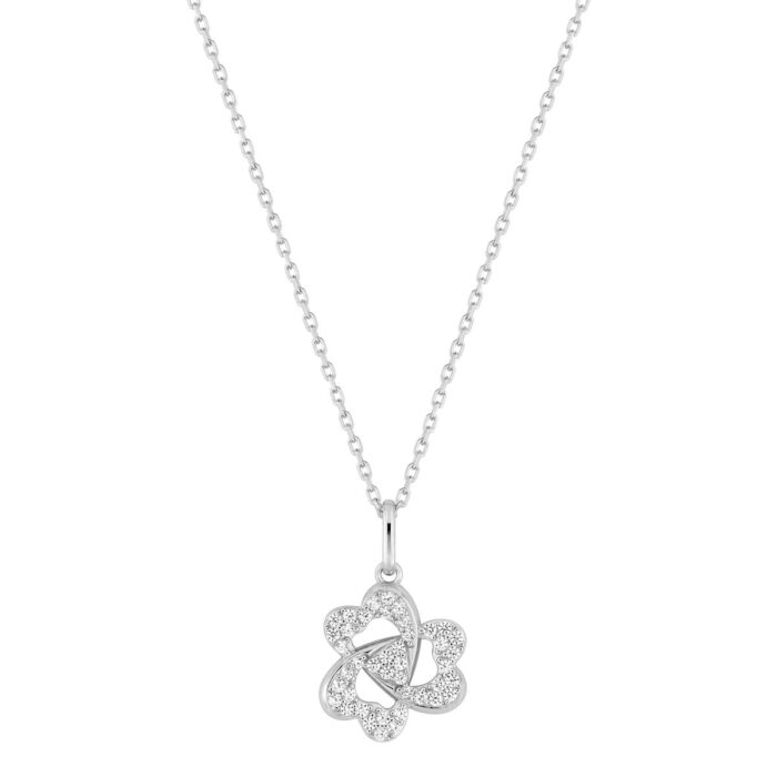 Collar flor plata y circonitas