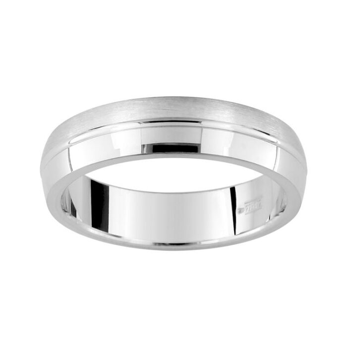Alianza de plata 5mm confort 337266 Alianza plata de 5 milímetros de anchura con acabado combinado mate satinado y brillante e interior "confort".