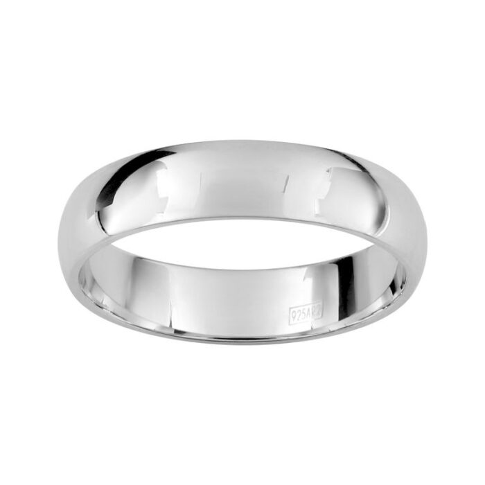Alianza de plata 4.5mm confort 337275 Alianza plata rodiada, modelo clásico de media caña de 4.5 milímetros de anchura y acabado pulido. Interior confort.
