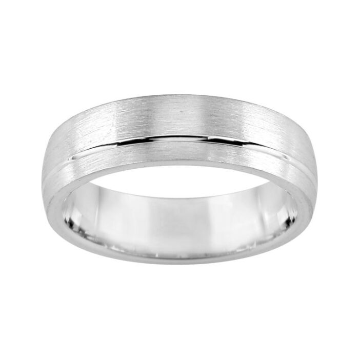 Alianza de plata 5.5 mm confort 337276 Alianza plata de 5,5 milímetros. Acabado mate satinado con ranura brillo, además tiene un interior bombeado para mayor comodidad.