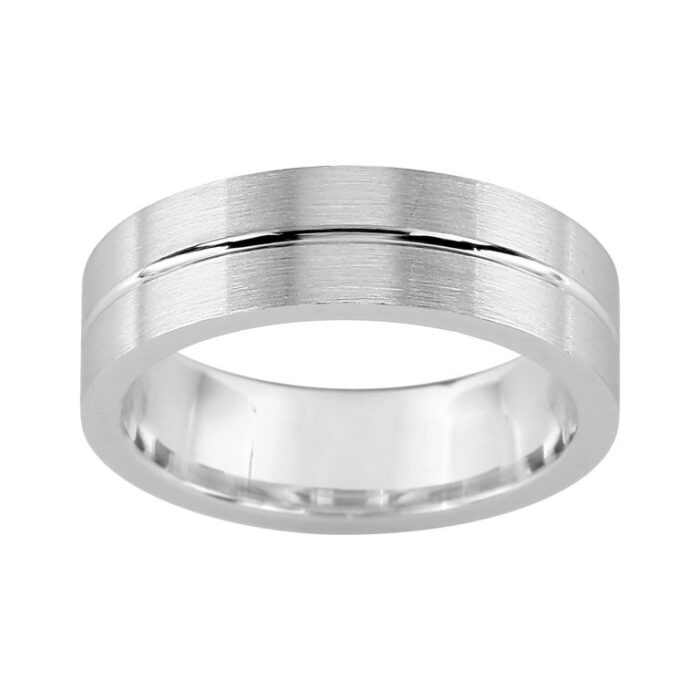 Alianza de plata 6mm confort 337280 acabado mate con línea central brillante