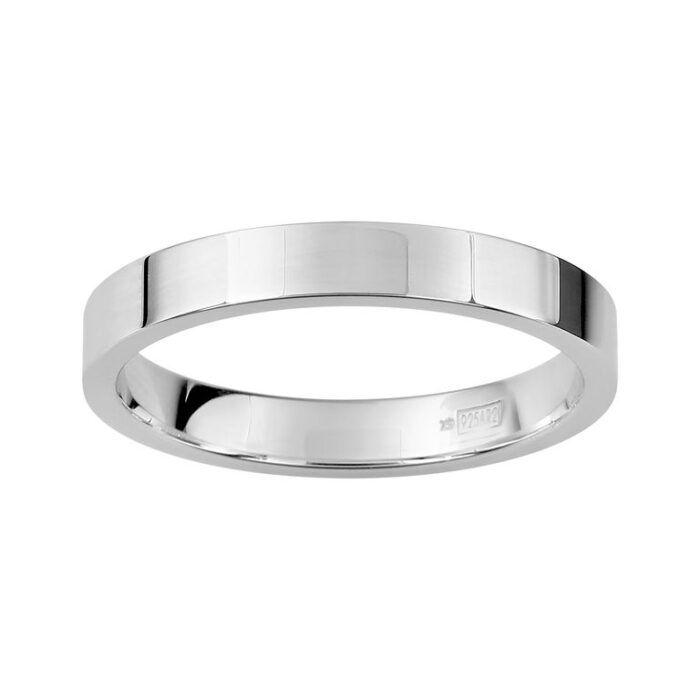 Alianza de plata 3mm plana 337296 modelo fino rodiado interior confort