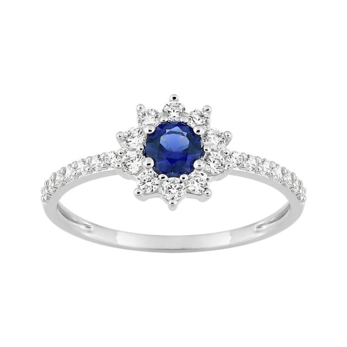 Anillo cz azul+blc ag925rh