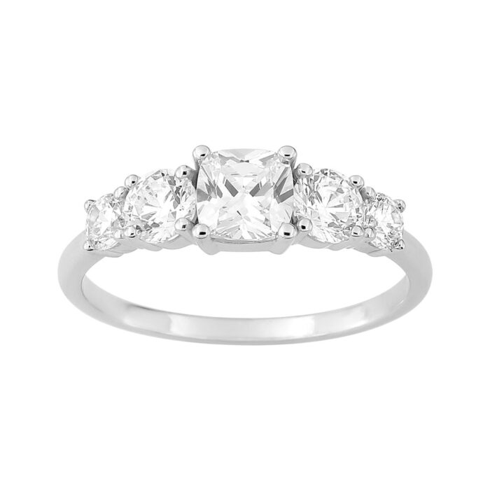 Anillo de compromiso talla cushion plata