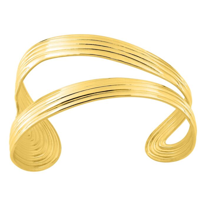 Pulsera rígida acero bañada en oro