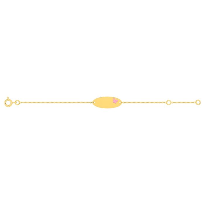 Pulsera bebé oro 9k mariposa rosa