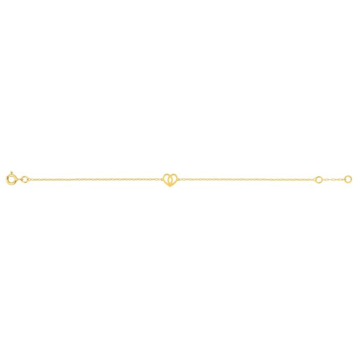 Pulsera corazones entrelazados oro 9k