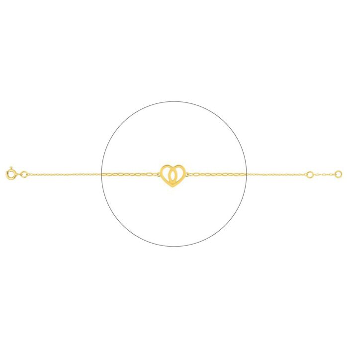 Pulsera corazones entrelazados oro 18k