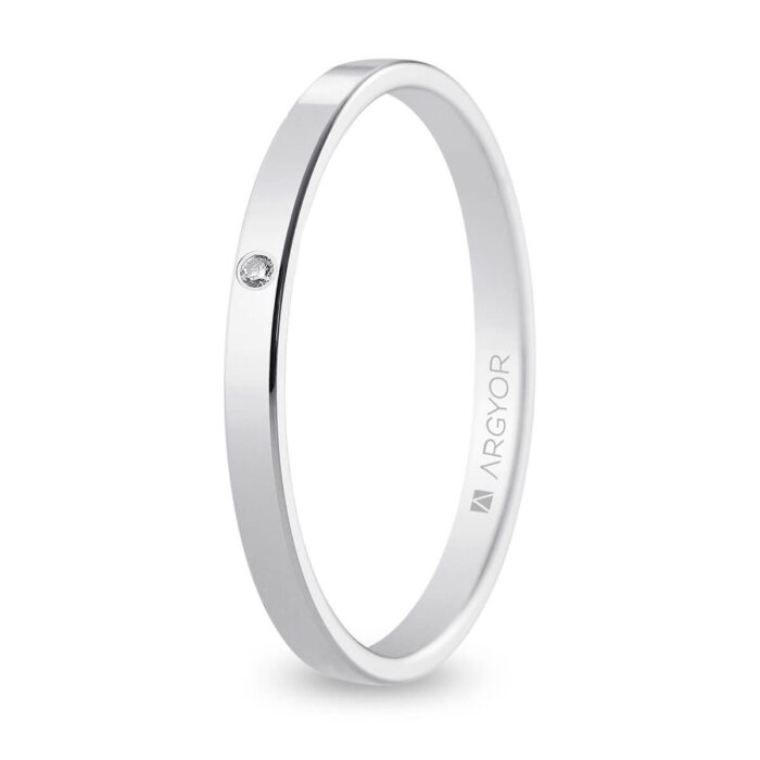 Alianza oro blanco c/diamante