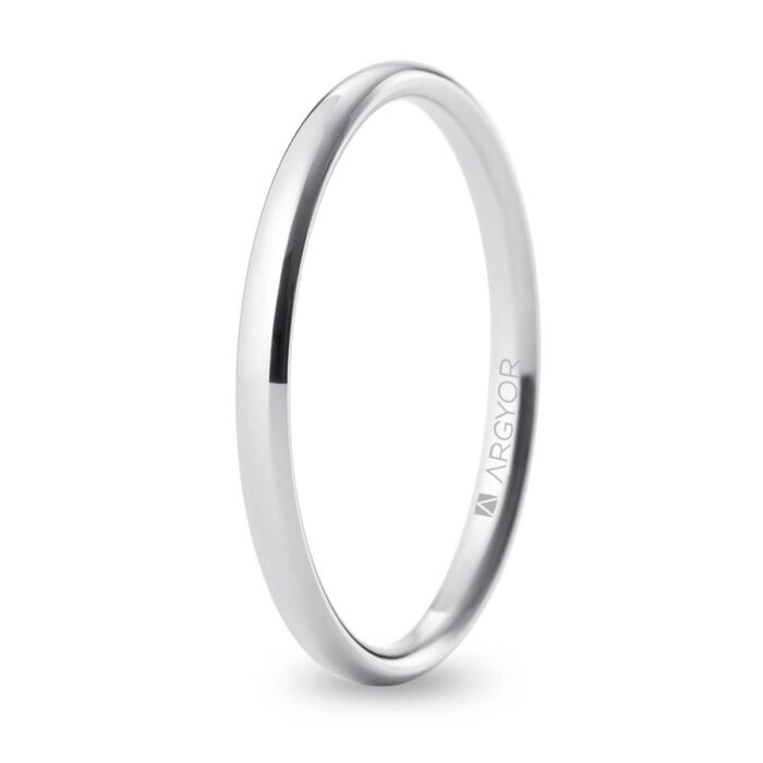 Alianza 2 mm oro blanco 18k confort