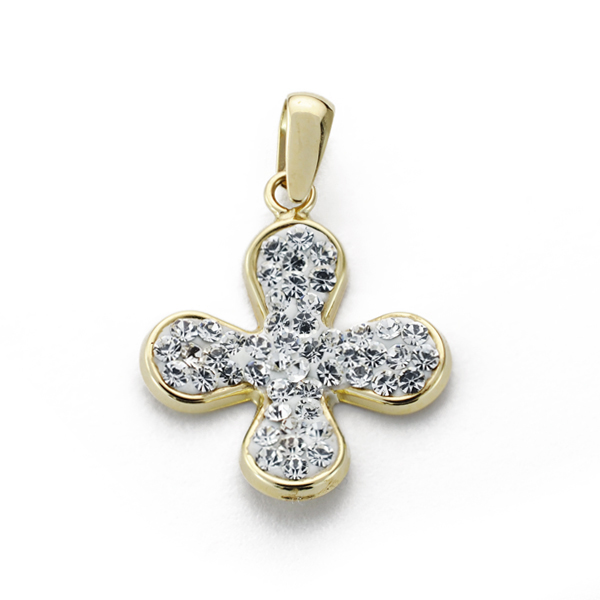 9K CRUZ ORO BLANCO CIRCONITA 17X14 MM