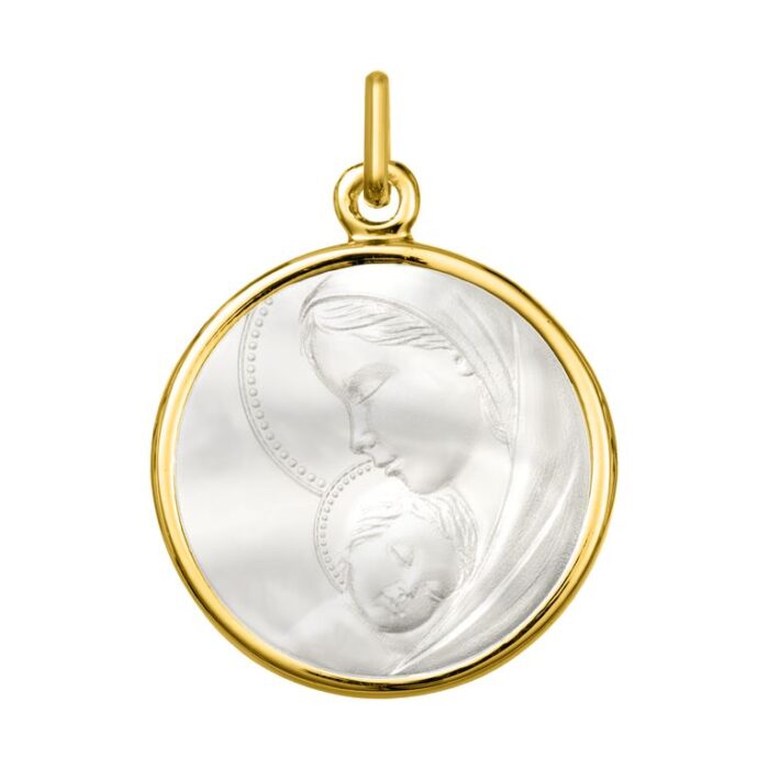 Medalla nácar Virgen y Niño. O750 O.A.