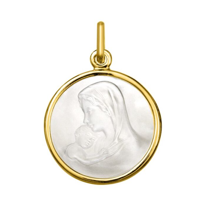 Medalla nácar Virgen y Niño. O750 O.A.